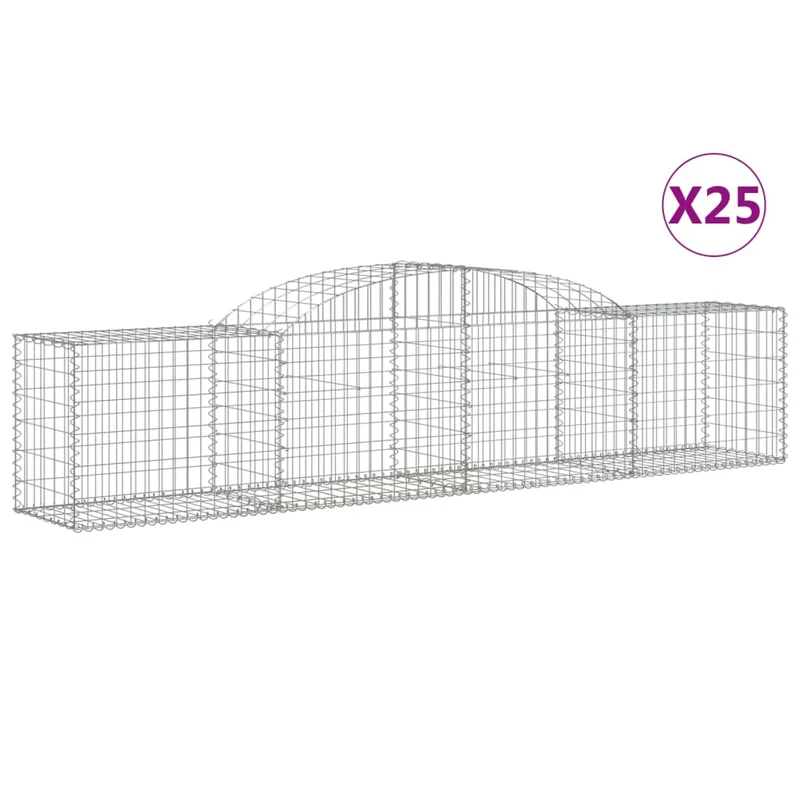 Cestas De Gaviones 25 Uds Forma De Arco Hierro 300x50x60/80 Cm