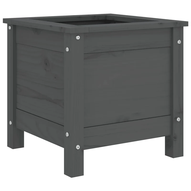 Jardinera Madera Maciza De Pino Gris 40x40x39 Cm