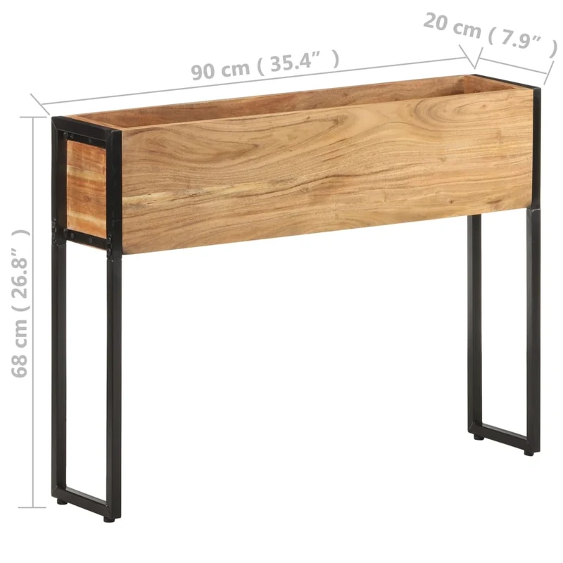 Jardinera De Madera Maciza De Acacia 90x20x68 Cm