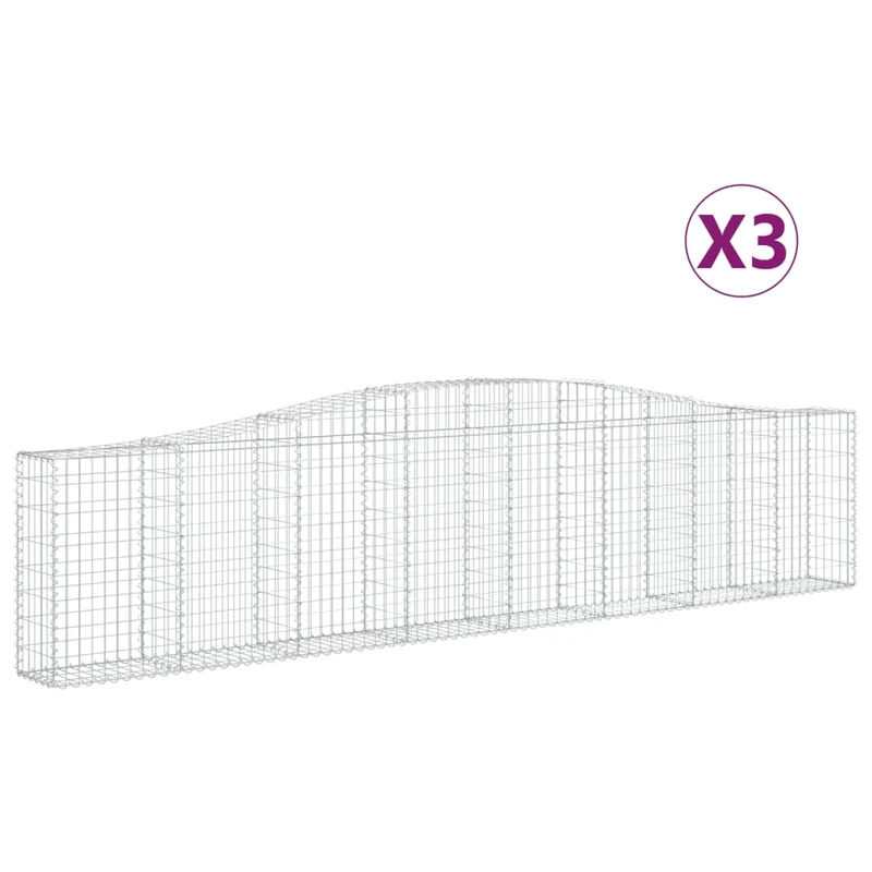 Cestas De Gaviones 3 Uds Forma De Arco Hierro 400x30x80/100 Cm