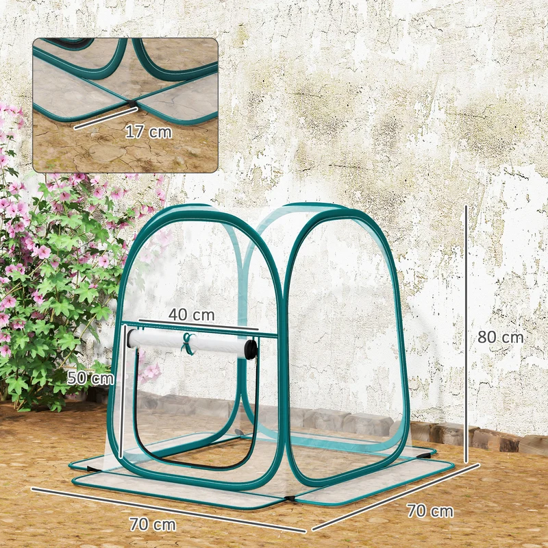 Outsunny Mini Invernadero Plegable Pop-up Con Puerta Enrollable Transparente