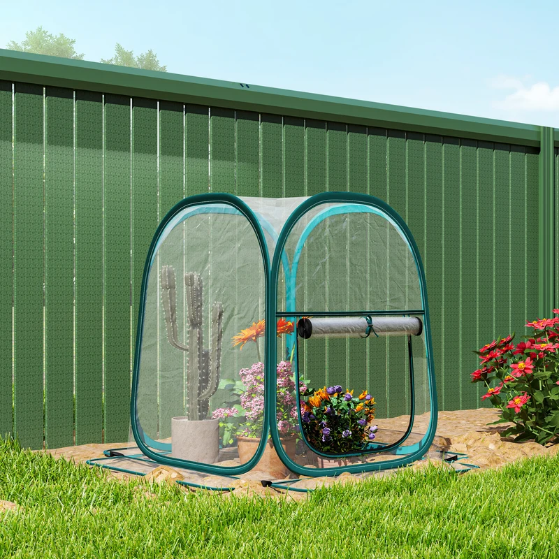 Outsunny Mini Invernadero Plegable Pop-up Con Puerta Enrollable Transparente