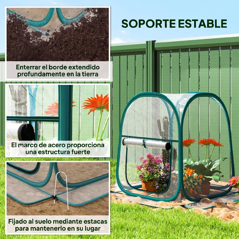 Outsunny Mini Invernadero Plegable Pop-up Con Puerta Enrollable Transparente