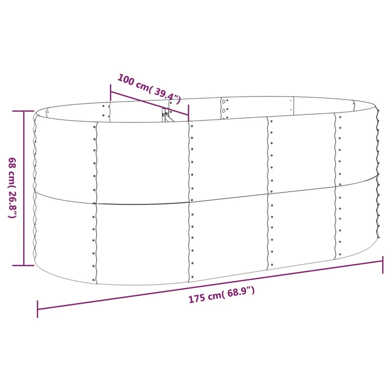 Jardinera Arriate Acero Galvanizado Gris 175x100x68 Cm