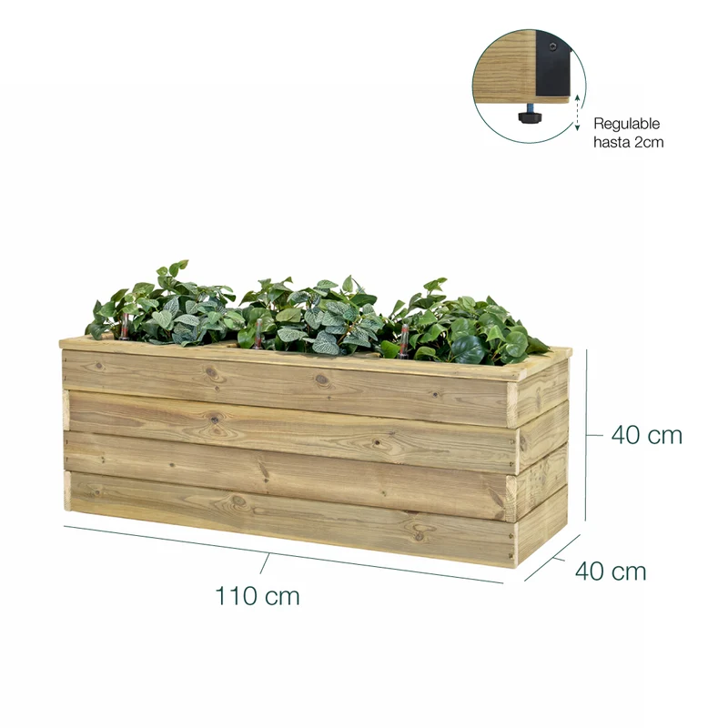 Jardinera De Madera Con Autorriego 110x40x40 Cm Nidum Basic Hortalia