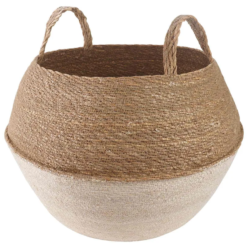 Maceta Con Asas Blanco Ø 45 X 36 Cm 100% Hierba Marina