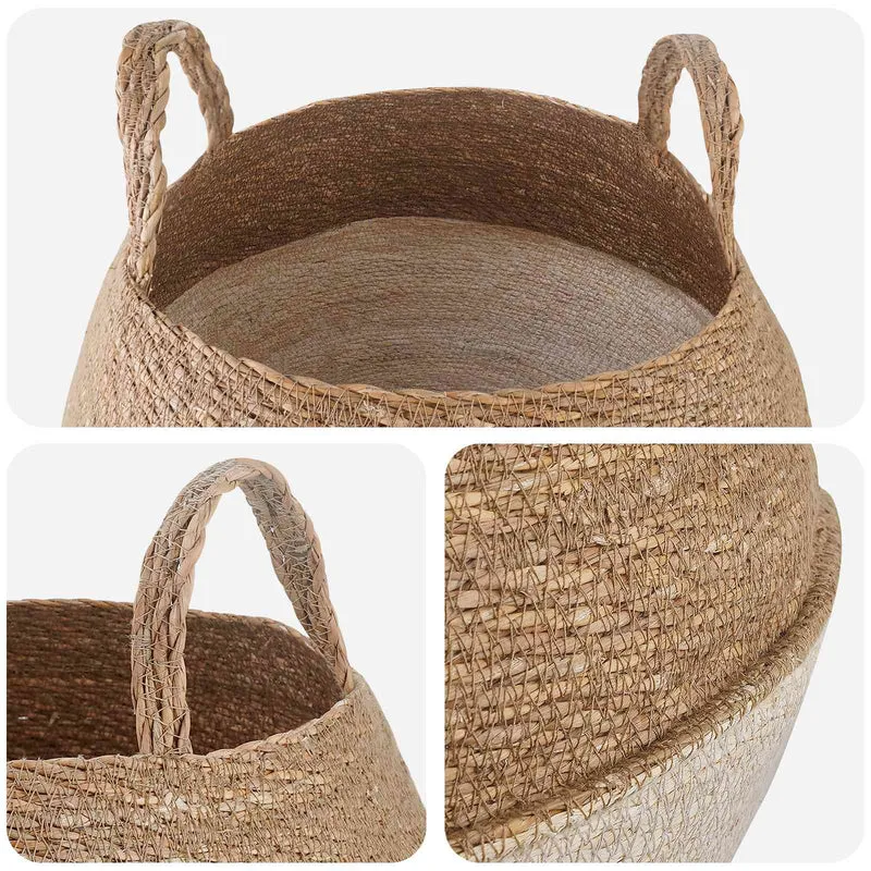 Maceta Con Asas Blanco Ø 45 X 36 Cm 100% Hierba Marina