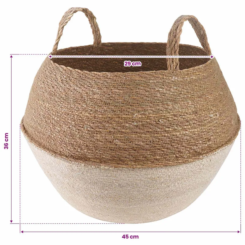 Maceta Con Asas Blanco Ø 45 X 36 Cm 100% Hierba Marina