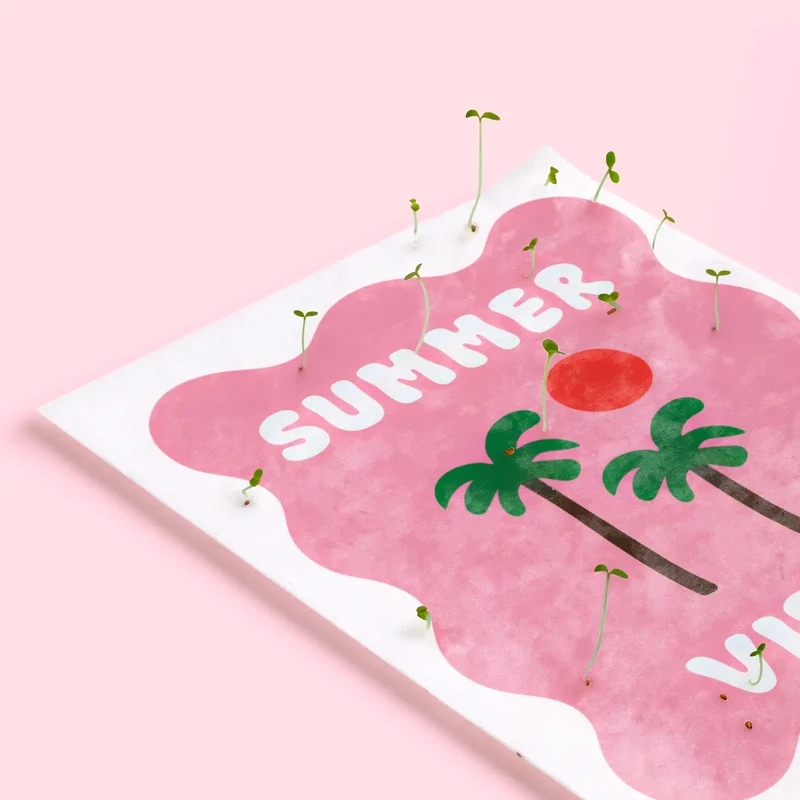 Postal Plantable Summer Vibes Semillas de Tomate | Papel de Algodón Reciclado | Regalo Original - Resetea