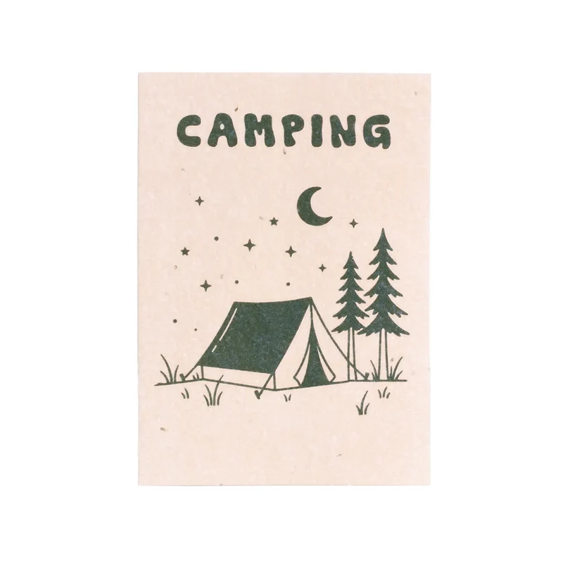 Postal Plantable Camping Semillas de Manzanilla | Papel de Algodón Reciclado | Regalo Original - Resetea