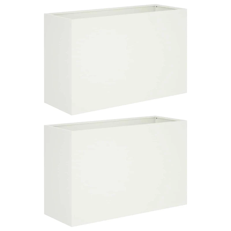 Macetero De Jardín 2 Uds. Blanco 80 X 30 X 40 Cm