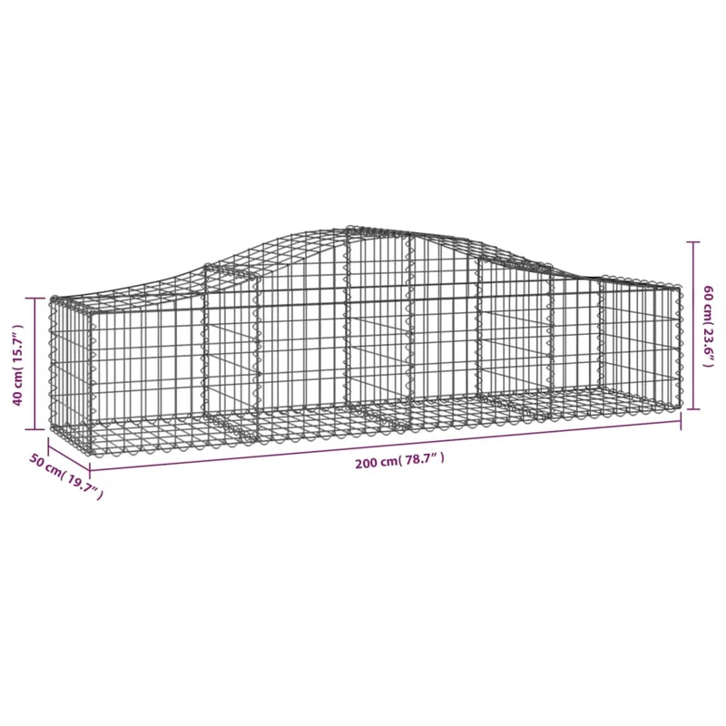 Cestas De Gaviones 4 Uds Forma De Arco Hierro 200x50x40/60 Cm