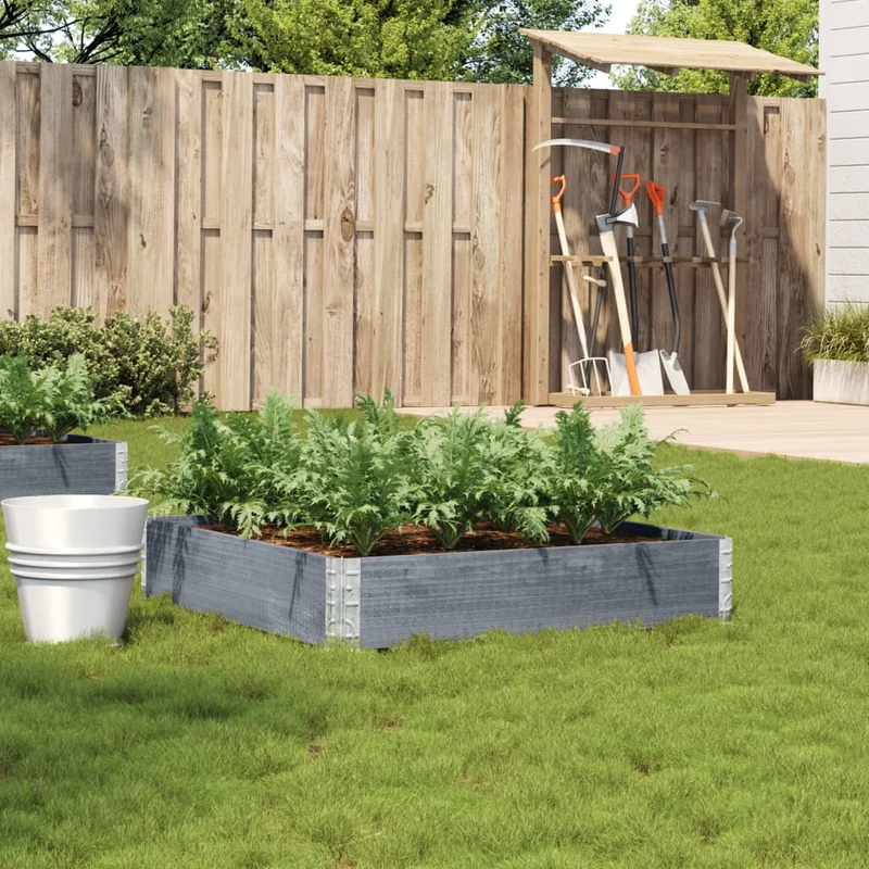 Jardinera De Madera Maciza De Pino Gris 100x100 Cm