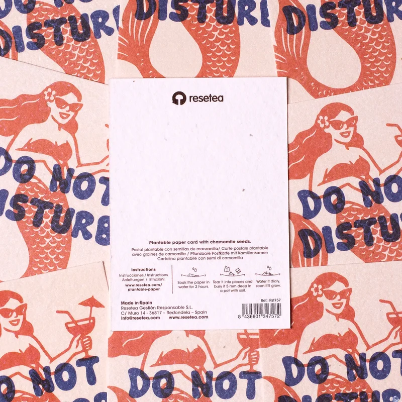 Postal Plantable Do Not Disturb Semillas de Manzanilla | Papel de Algodón Reciclado | Regalo Original - Resetea