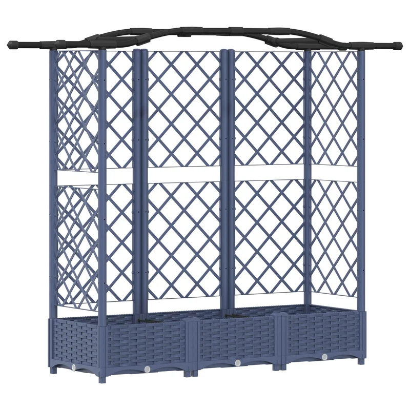 Cama Elevada Con Trellis Y Techo Gris 163 X 40 X 123 Cm Pp