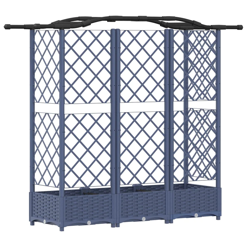 Cama Elevada Con Trellis Y Techo Gris 163 X 40 X 123 Cm Pp