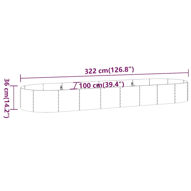 Jardinera Arriate Acero Galvanizado Antracita 322x100x36cm