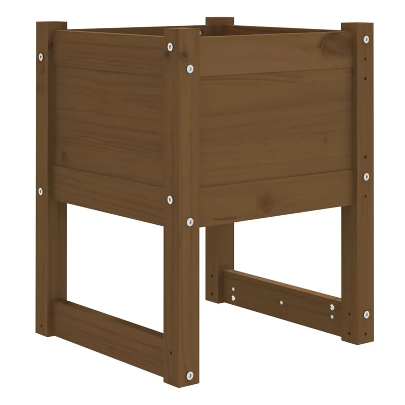 Jardinera 2 Uds Madera Maciza De Pino Marrón Miel 40x40x52,5 Cm