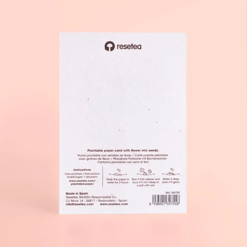 Postal Plantable Dolce Vita Semillas de Flores | Papel de Algodón Reciclado | Regalo Original - Resetea