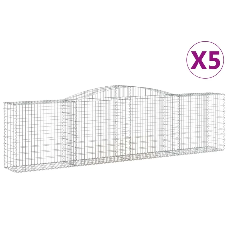 Cestas De Gaviones 5 Uds Forma De Arco Hierro 400x50x100/120 Cm