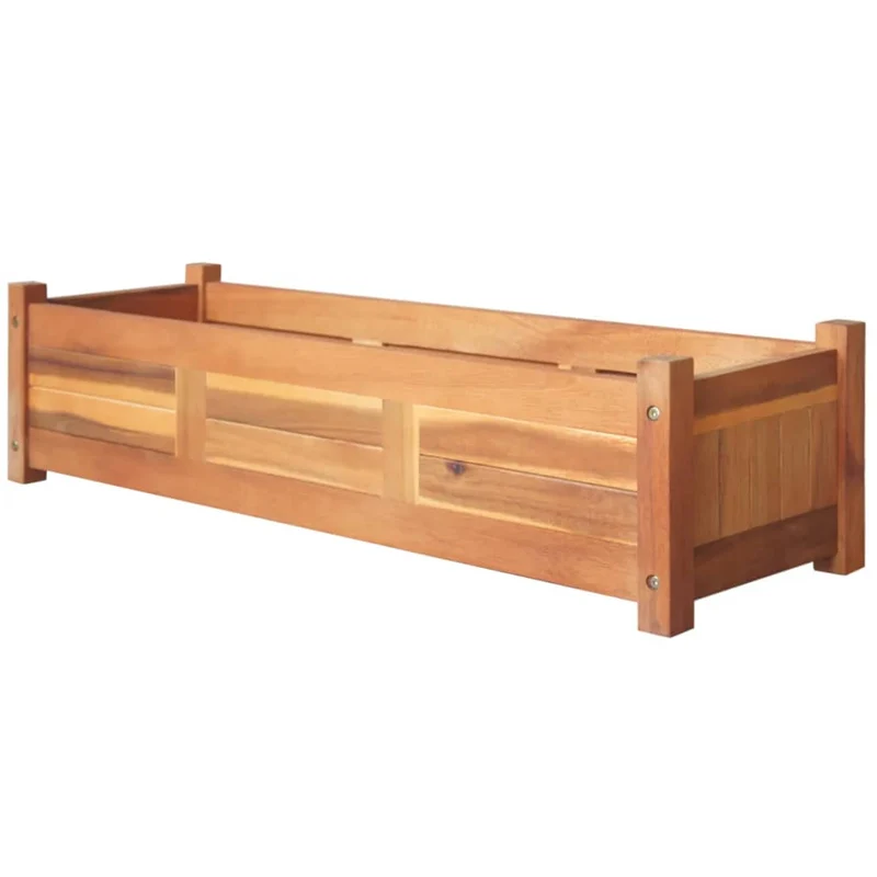 Arriates Elevados De Jardín 2 Pzas Madera Acacia 100x30x25 Cm