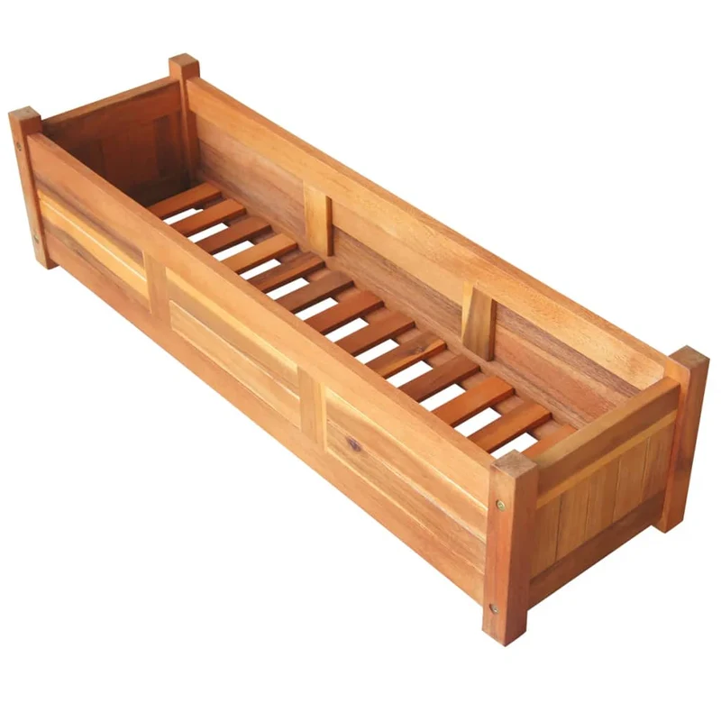Arriates Elevados De Jardín 2 Pzas Madera Acacia 100x30x25 Cm