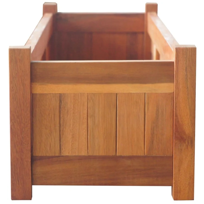 Arriates Elevados De Jardín 2 Pzas Madera Acacia 100x30x25 Cm