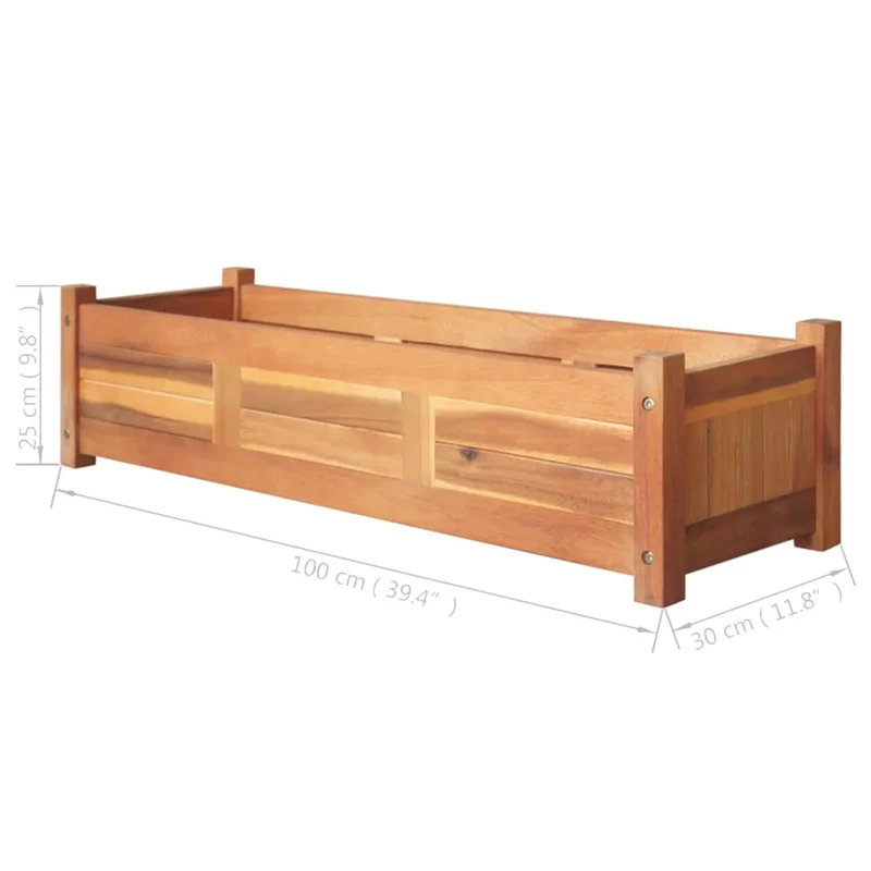 Arriates Elevados De Jardín 2 Pzas Madera Acacia 100x30x25 Cm