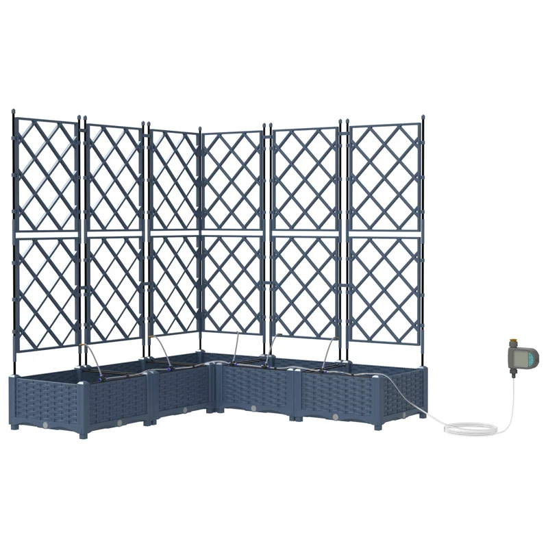 Macetero De Jardín 5 Uds. Gris 120 X 120 X 126 Cm Pp