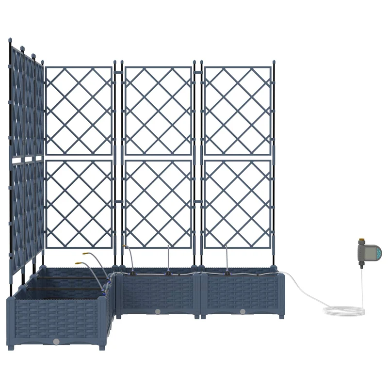 Macetero De Jardín 5 Uds. Gris 120 X 120 X 126 Cm Pp