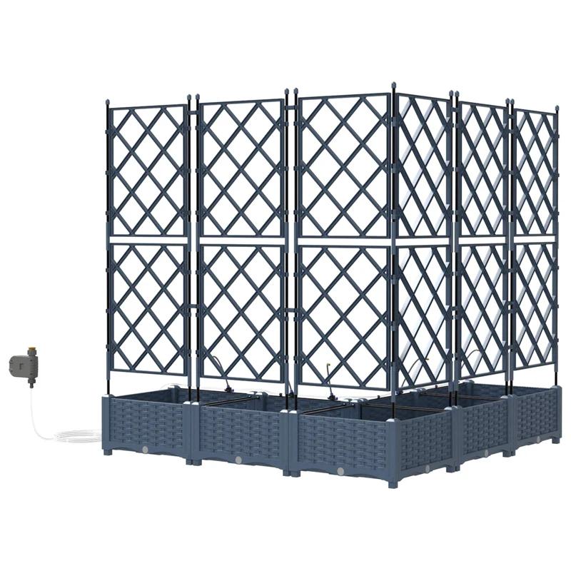 Macetero De Jardín 5 Uds. Gris 120 X 120 X 126 Cm Pp