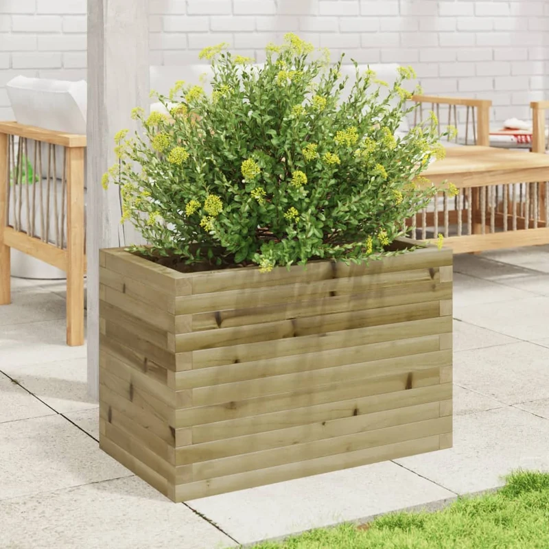 Jardinera De Madera De Pino Impregnada 70x40x45,5 Cm