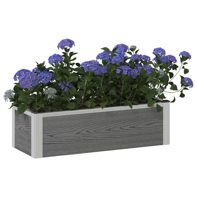 Arriate Elevado Gris 75 X 30 X 22 Cm Wpc Y Aluminio