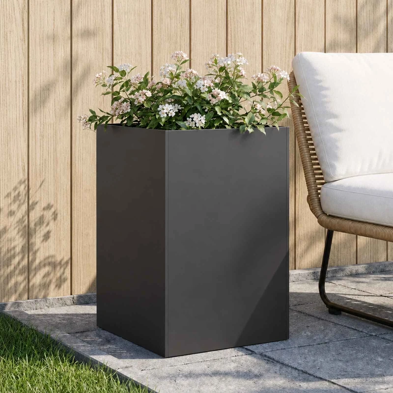 Macetero De Jardín Negro 40 X 40 X 75 Cm Acero Laminado En Frío