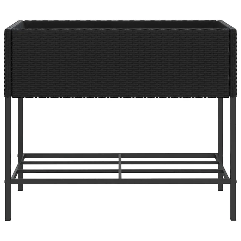 Jardineras Con Estante 2 Uds Ratán Sintético Negro 90x40x75 Cm