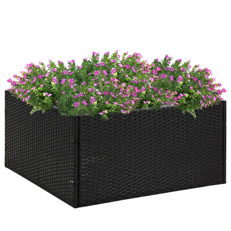Jardinera Ratán Sintético Negra 80x80x40 Cm