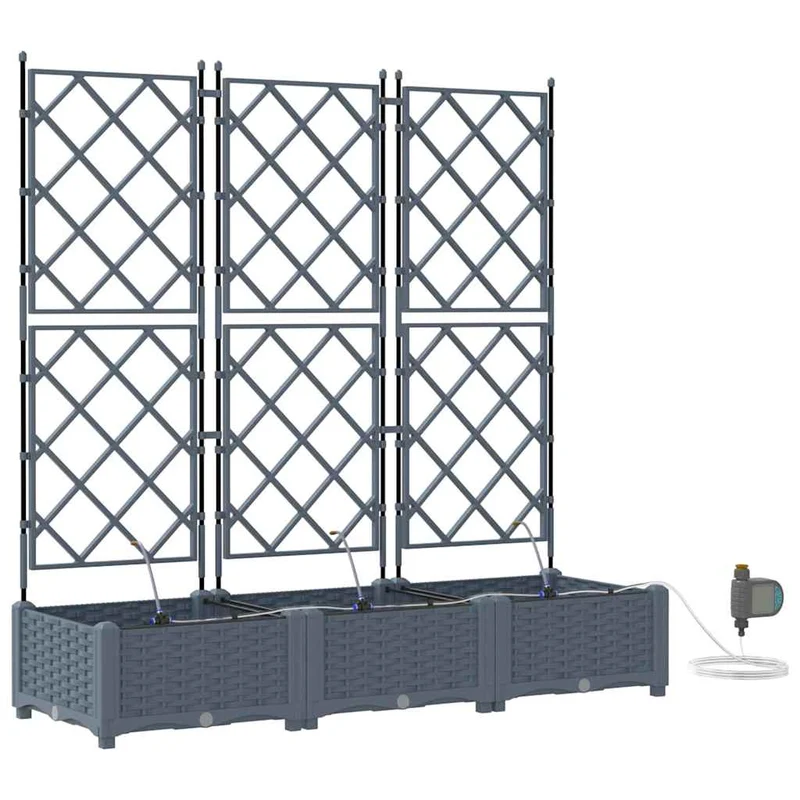 Macetero De Jardín 3 Uds. Gris Claro 120 X 40 X 126 Cm Pp