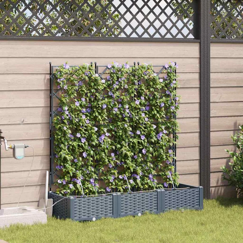 Macetero De Jardín 3 Uds. Gris Claro 120 X 40 X 126 Cm Pp