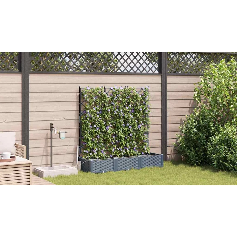Macetero De Jardín 3 Uds. Gris Claro 120 X 40 X 126 Cm Pp