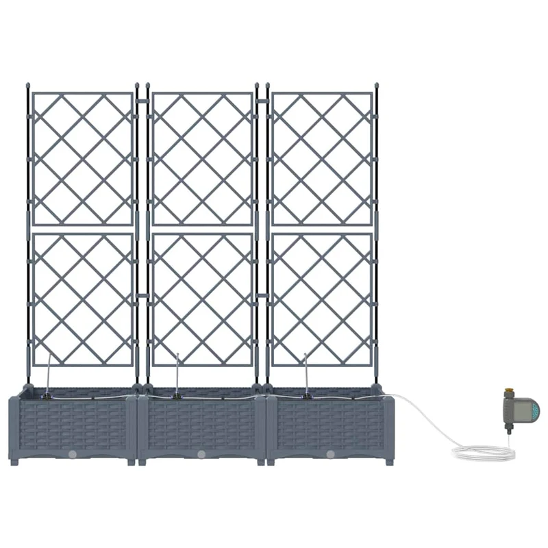 Macetero De Jardín 3 Uds. Gris Claro 120 X 40 X 126 Cm Pp