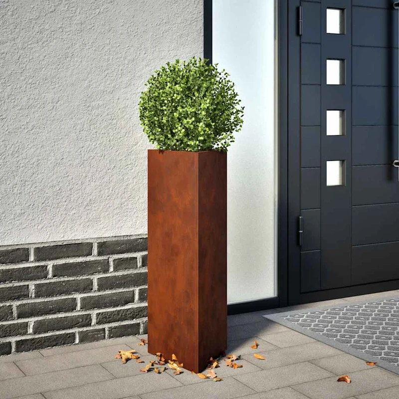 Jardinera De Acero Corten 30x26x75 Cm