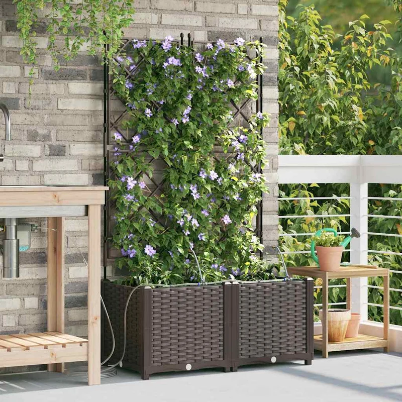 Macetero De Jardín 2 Uds. Marrón 80 X 40 X 142 Cm Pp