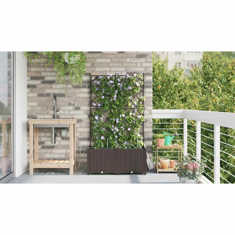 Macetero De Jardín 2 Uds. Marrón 80 X 40 X 142 Cm Pp