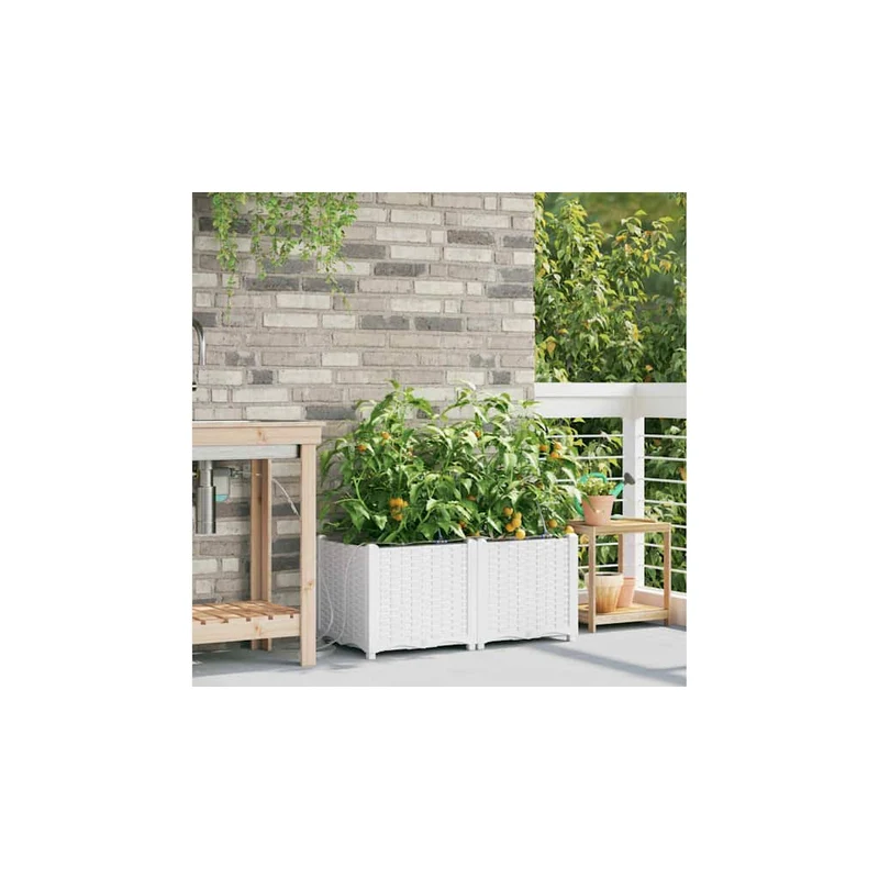 Macetero De Jardín 2 Uds. Blanco 80 X 40 X 37,5 Cm Pp