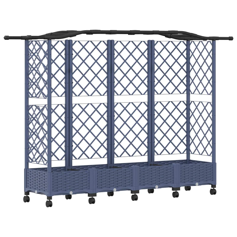 Cama Elevada Con Trellis Y Techo Gris 203,5 X 40 X 129 Cm Pp