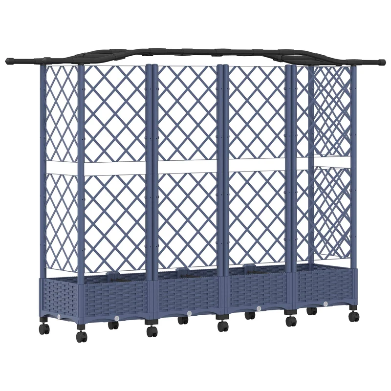 Cama Elevada Con Trellis Y Techo Gris 203,5 X 40 X 129 Cm Pp