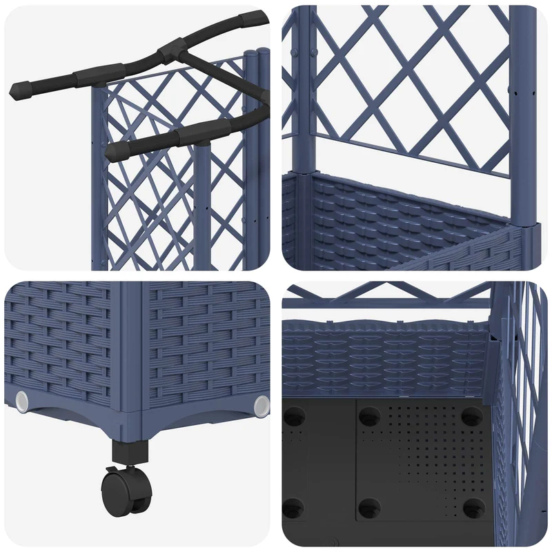 Cama Elevada Con Trellis Y Techo Gris 203,5 X 40 X 129 Cm Pp