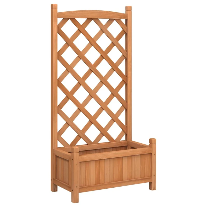 Jardinera Con Enrejado Marrón 55x29,5x110 Cm Madera Maciza De Abeto