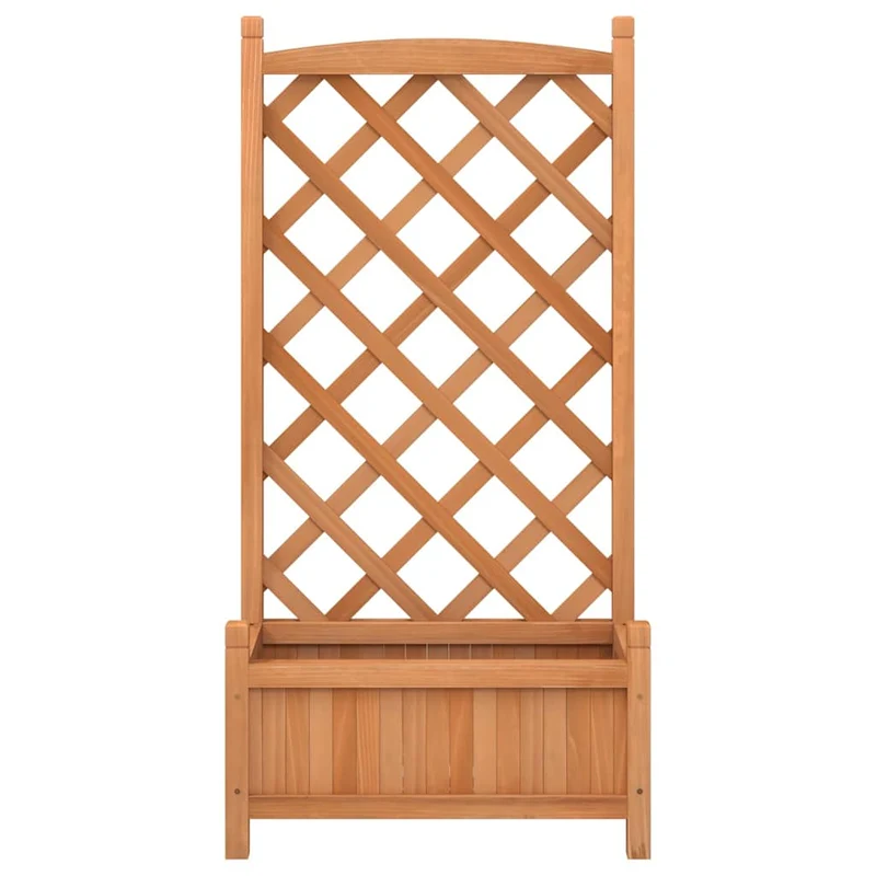 Jardinera Con Enrejado Marrón 55x29,5x110 Cm Madera Maciza De Abeto