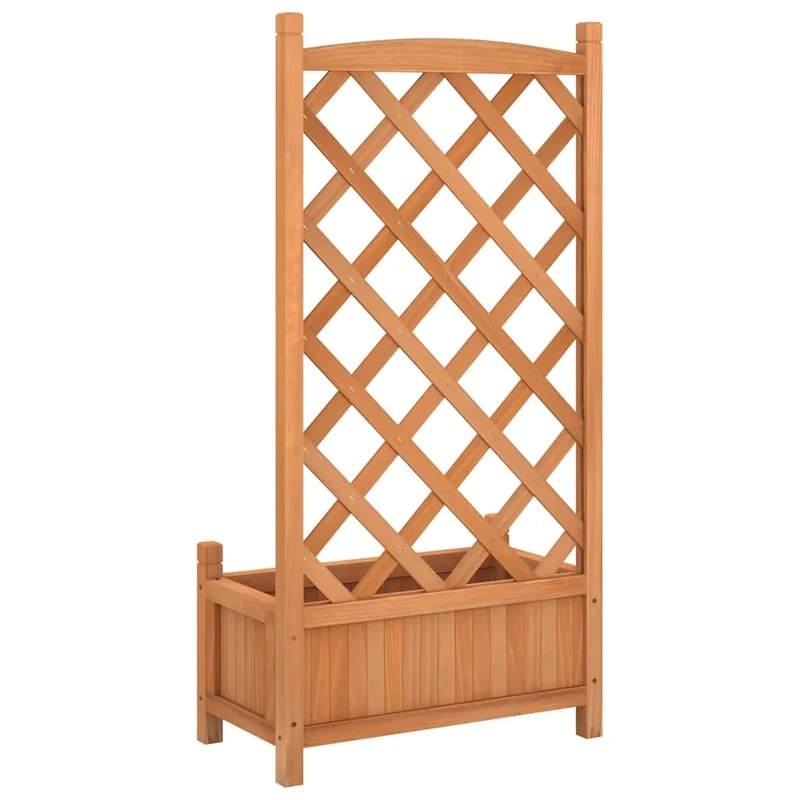 Jardinera Con Enrejado Marrón 55x29,5x110 Cm Madera Maciza De Abeto